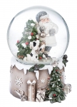  Χριστουγεννιάτικη polyresin διακοσμητική χιονόμπαλα με Άγιο Βασίλη καφέ 