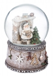  Χριστουγεννιάτικη polyresin διακοσμητική χιονόμπαλα με Άγιο Βασίλη καφέ 11.5x11.5x14εκ 