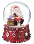 Χριστουγεννιάτικη polyresin διακοσμητική χιονόμπαλα  με Άγιο Βασίλη  κόκκινη 