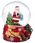  Χριστουγεννιάτικη polyresin διακοσμητική χιονόμπαλα με Άγιο Βασίλη κόκκινη 