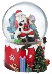  Χριστουγεννιάτικη polyresin διακοσμητική χιονόμπαλα με Άγιο Βασίλη κόκκινη 11.5x11.5x14εκ 