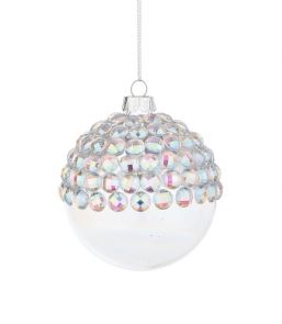 Χριστουγεννιάτικη γυάλινη μπάλα διάφανη με πετράδια 8εκ από την εταιρία Epilegin. Χριστουγεννιάτικη γυάλινη μπάλα διάφανη με πετράδια 8εκ από την εταιρία Epilegin.