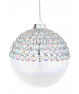 Χριστουγεννιάτικη γυάλινη μπάλα διάφανη με πετράδια 10εκ από την εταιρία Epilegin. Χριστουγεννιάτικη γυάλινη μπάλα διάφανη με πετράδια 10εκ από την εταιρία Epilegin.