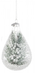 Χριστουγεννιάτικο γυάλινο διακοσμητικό σταγόνα διάφανο με κλαδάκι εσωτερικά 10εκ 