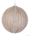  Χριστουγεννιάτικη πλαστική μπάλα χρυσή με ρίγα από στρας 10εκ 