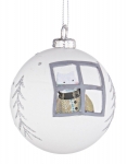  Χριστουγεννιάτικη πλαστική μπάλα σχέδιο αρκούδα άσπρο γαλάζιο 8εκ 