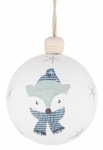  Χριστουγεννιάτικη πλαστική μπάλα `Enrique Fox ` λευκό-μπλέ 8εκ 