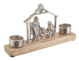 Χριστουγεννιάτικο ξύλινο/μεταλλικό διακοσμητικό κηροπήγιο φυσικό-ασημί από την εταιρία Epilegin. Χριστουγεννιάτικο ξύλινο/μεταλλικό διακοσμητικό κηροπήγιο φυσικό-ασημί από την εταιρία Epilegin.