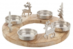 Χριστουγεννιάτικο ξύλινο/μεταλλικό διακοσμητικό κηροπήγιο φυσικό-ασημί 30x12,5εκ από την εταιρία Epilegin. Χριστουγεννιάτικο ξύλινο/μεταλλικό διακοσμητικό κηροπήγιο φυσικό-ασημί 30x12,5εκ από την εταιρία Epilegin.