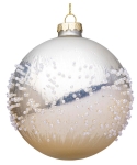  Χριστουγεννιάτικη γυάλινη μπάλα σαμπανί άσπρο 10εκ 