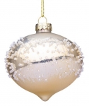  Χριστουγεννιάτικη γυάλινη μπάλα σαμπανί άσπρο 10εκ 