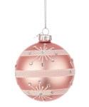 Χριστουγεννιάτικη γυάλινη μπάλα ροζ με νιφάδες 8εκ 
