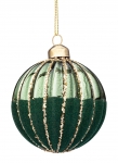  Χριστουγεννιάτικη γυάλινη μπάλα πράσινη με χρυσές ρίγες 8εκ 