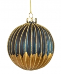  Χριστουγεννιάτικη γυάλινη μπάλα μπλέ με χρυσό σχέδιο 8εκ 
