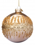  Χριστουγεννιάτικη γυάλινη μπάλα χρυσή με χρυσά σχέδια 10εκ 