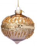  Χριστουγεννιάτικο γυάλινο διακοσμητικό βολβός χρυσό ροζ με πούλιες 8εκ 
