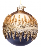  Χριστουγεννιάτικη γυάλινη μπάλα μαύρη με χρυσά σχέδια 10εκ 