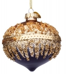  Χριστουγεννιάτικη γυάλινη μπάλα μαύρη με χρυσά σχέδια 10εκ 
