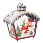  Χριστουγεννιάτικο διακοσμητικό φανάρι με χιονάνθρωπο κόκκινο 25x13.5εκ 