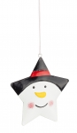 Χριστουγεννιάτικο μεταλλικό αστέρι χιονάνθρωπος μαύρο άσπρο 9Χ6εκ 