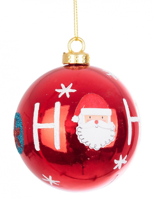  Χριστουγεννιάτικη γυάλινη μπάλα ho ho ho κόκκινη 8εκ από την εταιρία Epilegin. 