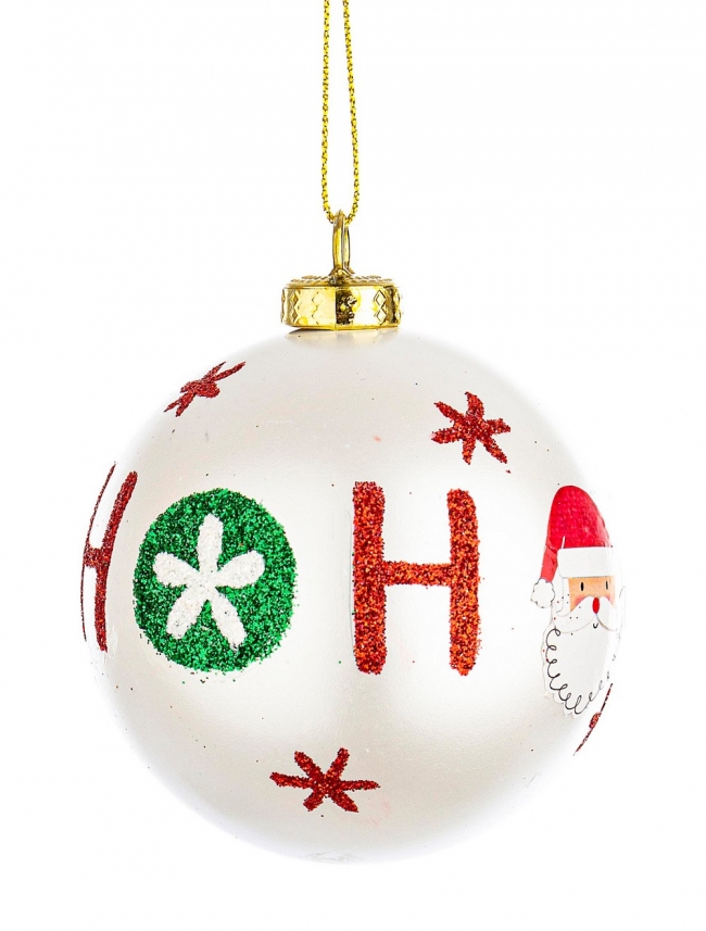  Χριστουγεννιάτικη πλαστική μπάλα ho ho ho άσπρη 8εκ από την εταιρία Epilegin. 