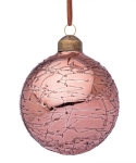  Χριστουγεννιάτικη γυάλινη μπάλα ροζ με σχέδια 8εκ 