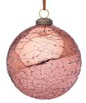  Χριστουγεννιάτικη γυάλινη μπάλα ροζ με σχέδια 10εκ 