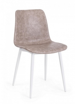 KYRA BEIGE VINTAGE PU WHITE FRAME CHAIR    Epilegin.