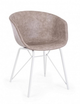 WARHOL BEIGE VINTAGE PU WHITE FRAMECHAIR    Epilegin.