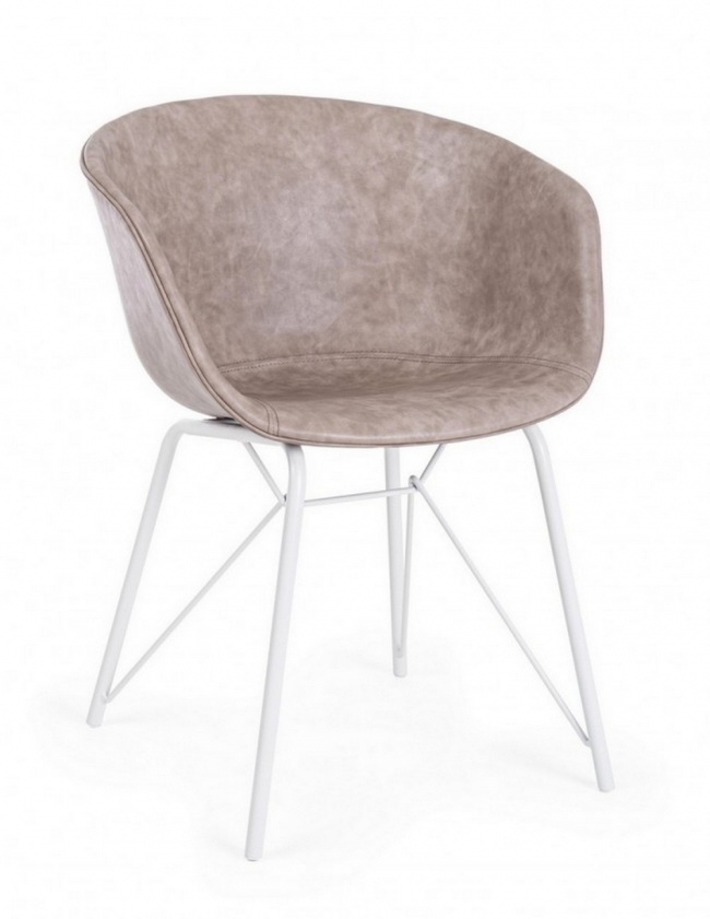  WARHOL BEIGE VINTAGE PU WHITE FRAMECHAIR    Epilegin. 