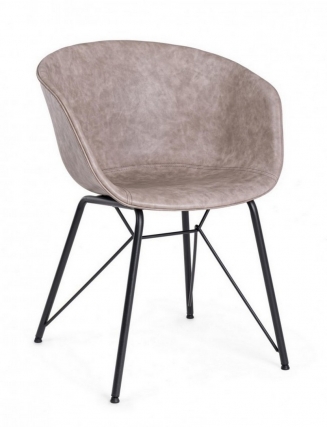 WARHOL BEIGE VINTAGE PU BLACK FRAMECHAIR