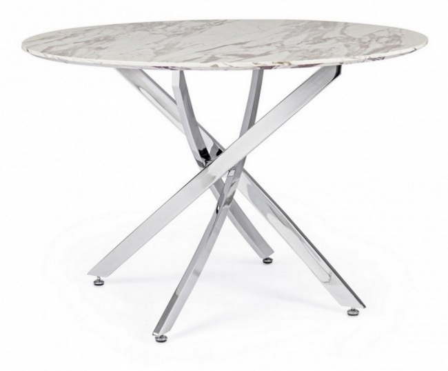  Ξύλινο στρογγυλό τραπέζι "John Marble " λευκό μάρμαρο Φ110x75εκ από την εταιρία Epilegin. 