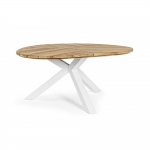  Τραπέζι αλουμίνιο & Teak Round Palmdale White Φ160Χ77cm 