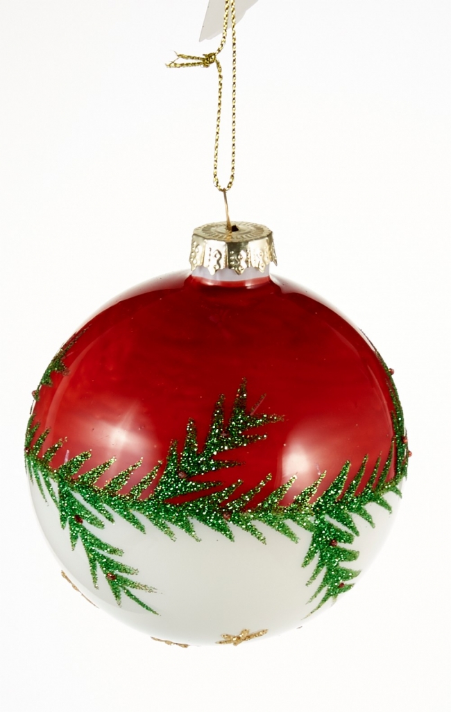  Χριστουγεννιάτικη γυάλινη μπάλα κόκκινο λευκή με σχέδιο γκί 8εκ από την εταιρία Epilegin. 