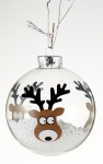  Χριστουγεννιάτικη γυάλινη μπάλα "Snow Reindeer" 8εκ 