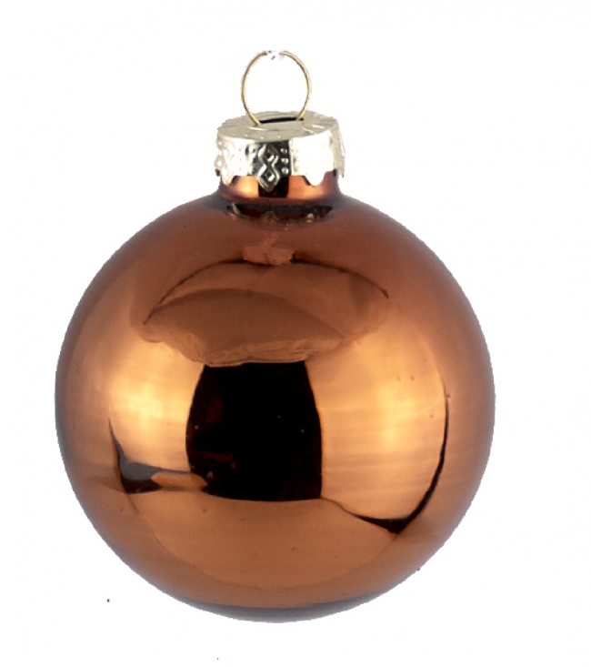  Γυάλινη χριστουγεννιάτικη μπάλα glossy Camel Brown 10cm από την εταιρία Epilegin. 