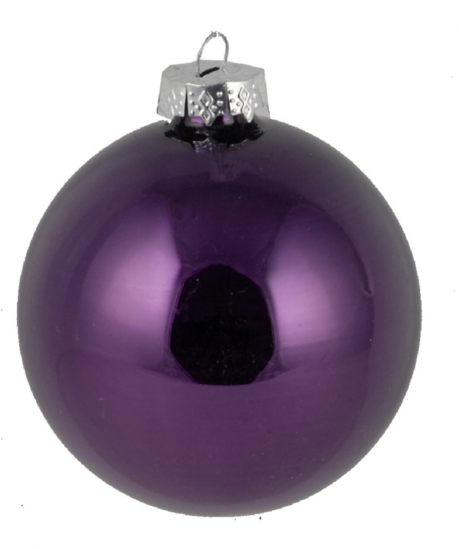  Γυάλινη χριστουγεννιάτικη μπαλα Glossy Dark Purple 10cm από την εταιρία Epilegin. 