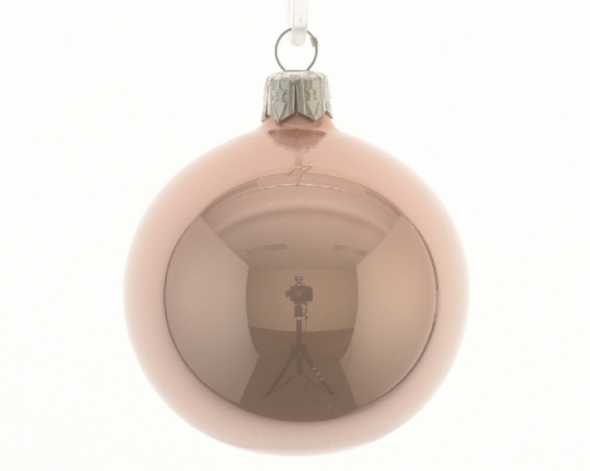  Γυάλινη χριστουγεννιάτικη μπαλα Glossy Blush Pink 8cm από την εταιρία Epilegin. 