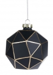  Χριστουγεννιάτικη γυάλινη διακοσμητική πολυγωνική μπάλα μαύρο χρυσό 8εκ 
