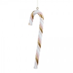  Χριστουγεννιάτικο polyresin διακοσμητικό μπαστούνι ροζ άσπρο χρυσό 24εκ 