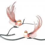  Χριστουγεννιάτικο polyresin διακοσμητικό πουλί σε clip ροζ 17εκ 