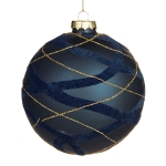  Χριστουγεννιάτικη γυάλινη διακοσμητική μπάλα μπλε 10εκ 