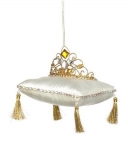  Χριστουγεννιάτικο κρεμαστό μαξιλάρι με στέμμα βασίλισσας λευκό-χρυσό 14εκ 
