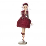  Χρισρουγεννιάτικη polyresin κούκλα μπαλαρίνα μπορντώ 66εκ 