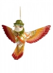  Χριστουγεννιάτικο κρεμαστό διακοσμητικό πουλί πράσινο-χρυσό 9,5εκ 