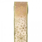  Χριστουγεννιάτικη κορδέλα χρυσή με χρυσές νιφάδες 6,3Χ9m 