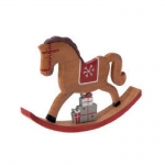  Χριστουγεννιάτικο αλογάκι ξύλινο καφέ-κόκκινο 25Χ4Χ19εκ 