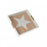  Διακοσμητικός ξύλινος δίσκος με αστέρι 30Χ30Χ5εκ λευκός 