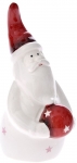  Χριστουγεννιάτικος κεραμικός άγιος Βασίλης λευκός με κόκκινη μπάλα 7Χ6Χ13εκ 